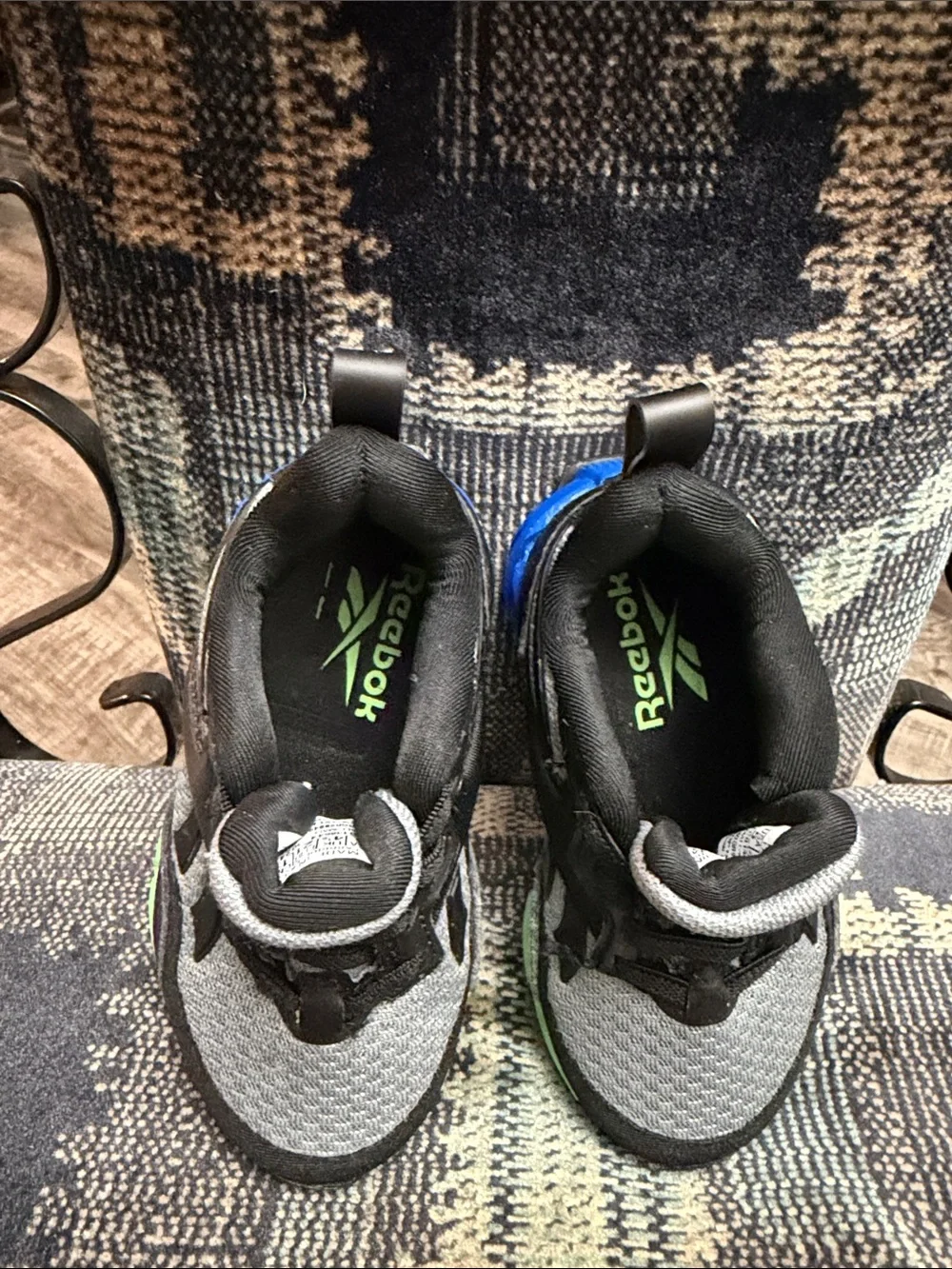 Reebok Kids Gray, Black and Blue Athletic Sneakers